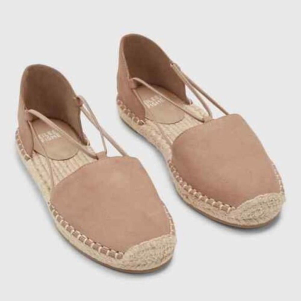 Eileen Fisher Lee d'Orsay Flat Leather Espadrille Sandal Size 9 Suede Flats Tan